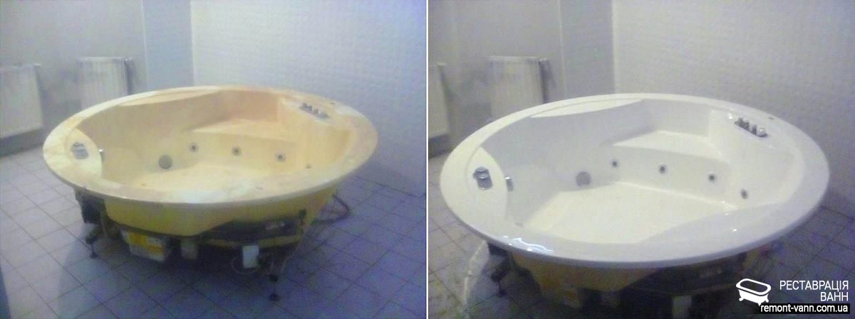 Фото ванны джакузи  до и после реставрации